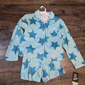 Art Class Girls Buttery Soft Pajama Set - Long Sleeve Button Up With Shorts NWT